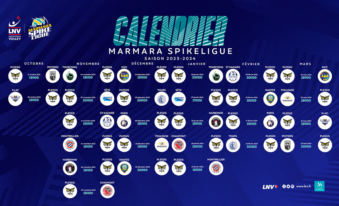 Calendrier de la saison 2023/2024 de la Marmara SpikeLigue